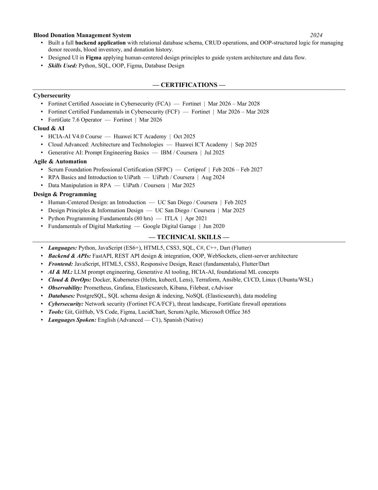 Résumé, page 3 of 3